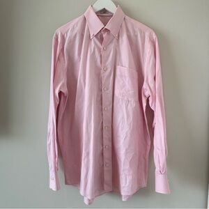 Peter Millar Crown Finish Cotton Button Down Dress Shirt Long Sleeve Pink Large
